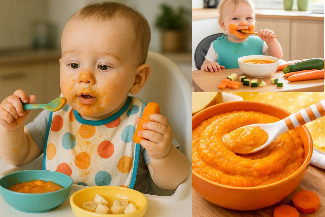 Papinha de Cenoura com Banana e Leite Materno ou Fórmula: Uma Opção Nutritiva para Bebês a Partir dos 6 Meses